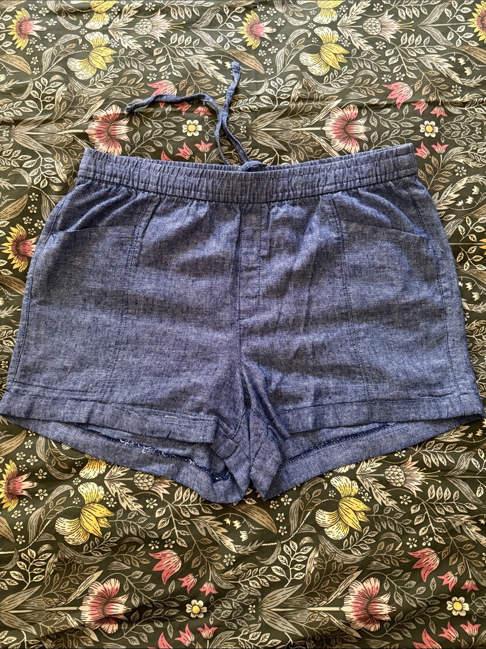 NWOT Old Navy Chambray Blue High-Waist Drawstring Shorts